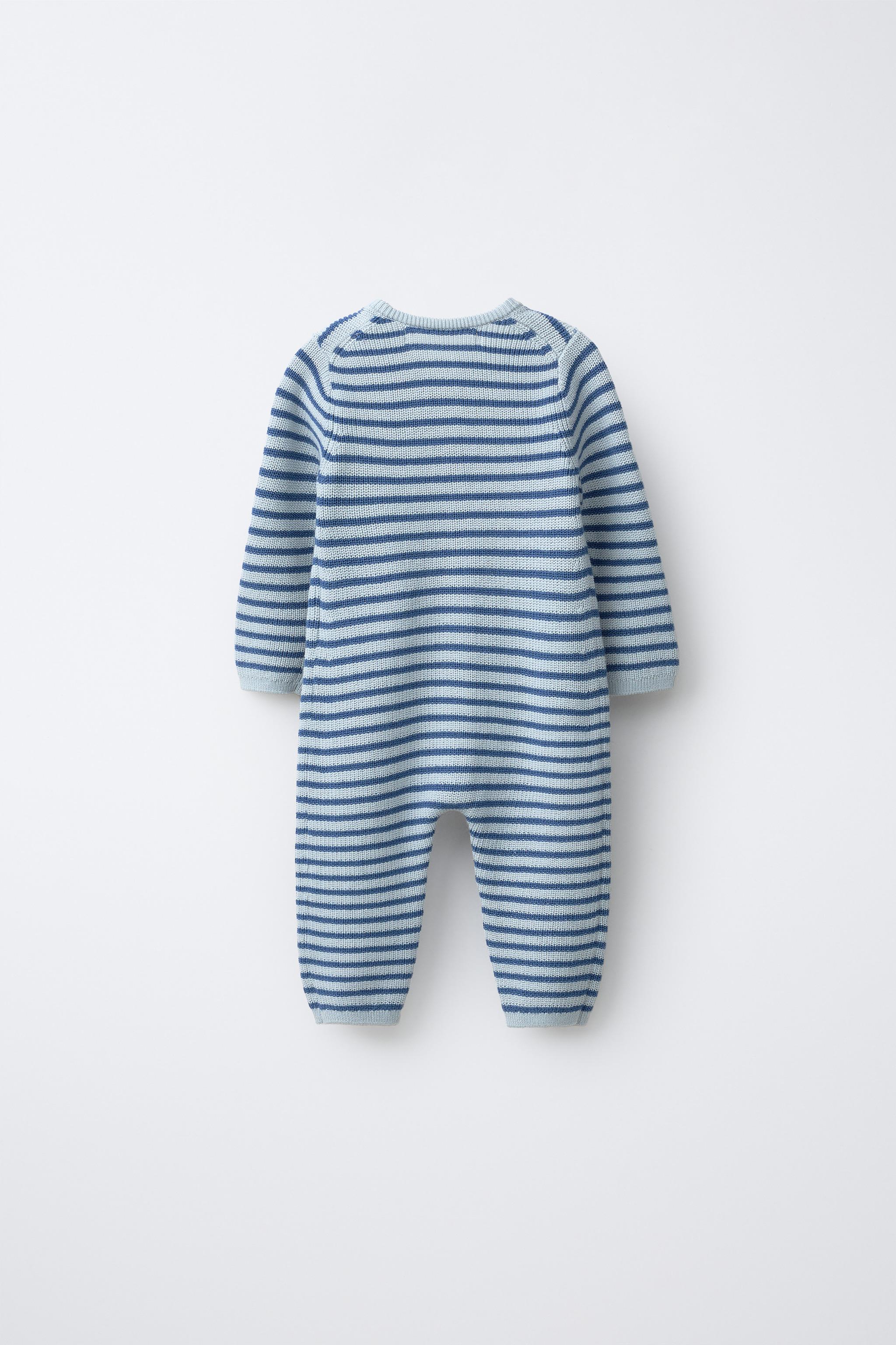 EMBROIDERED TEXT STRIPED KNIT JUMPSUIT