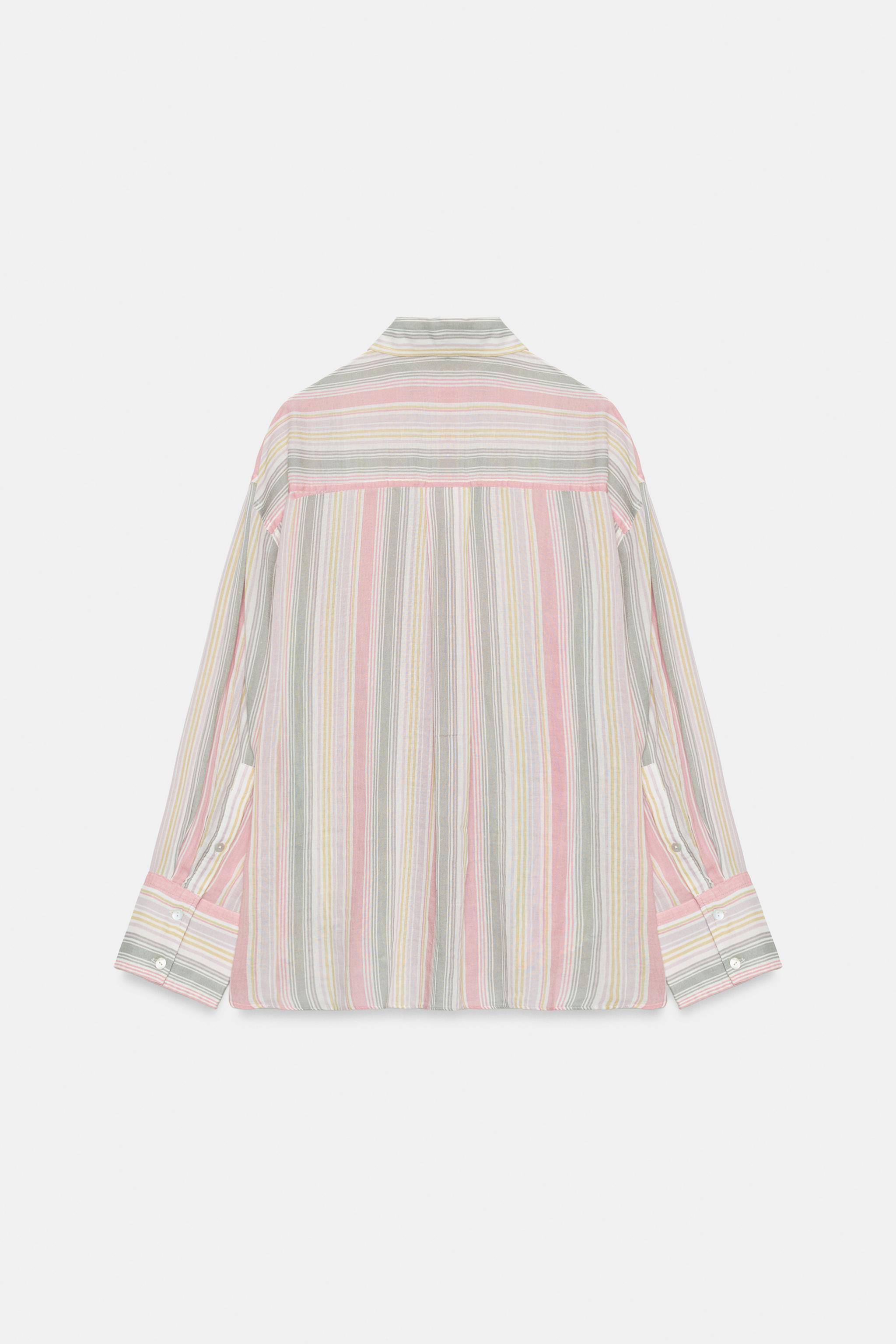 OVERSIZED STRIPED GAUZE SHIRT WITH POCKET - only one | ZARA United