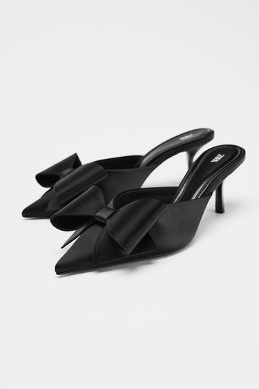 MULES À TALONS ET NŒUD - Noir de Zara - Image 1