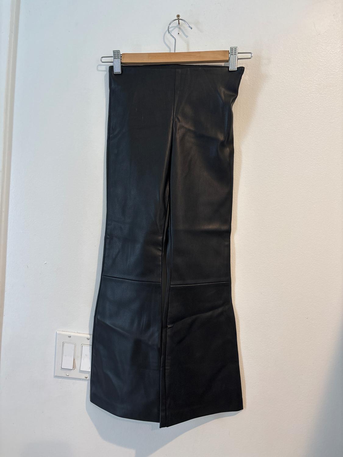 FAUX LEATHER FLARED PANTS