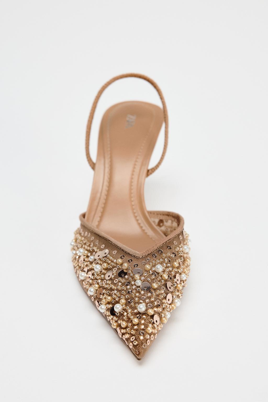 Thumbnail image for MESH AND BEAD SLINGBACK HEELS