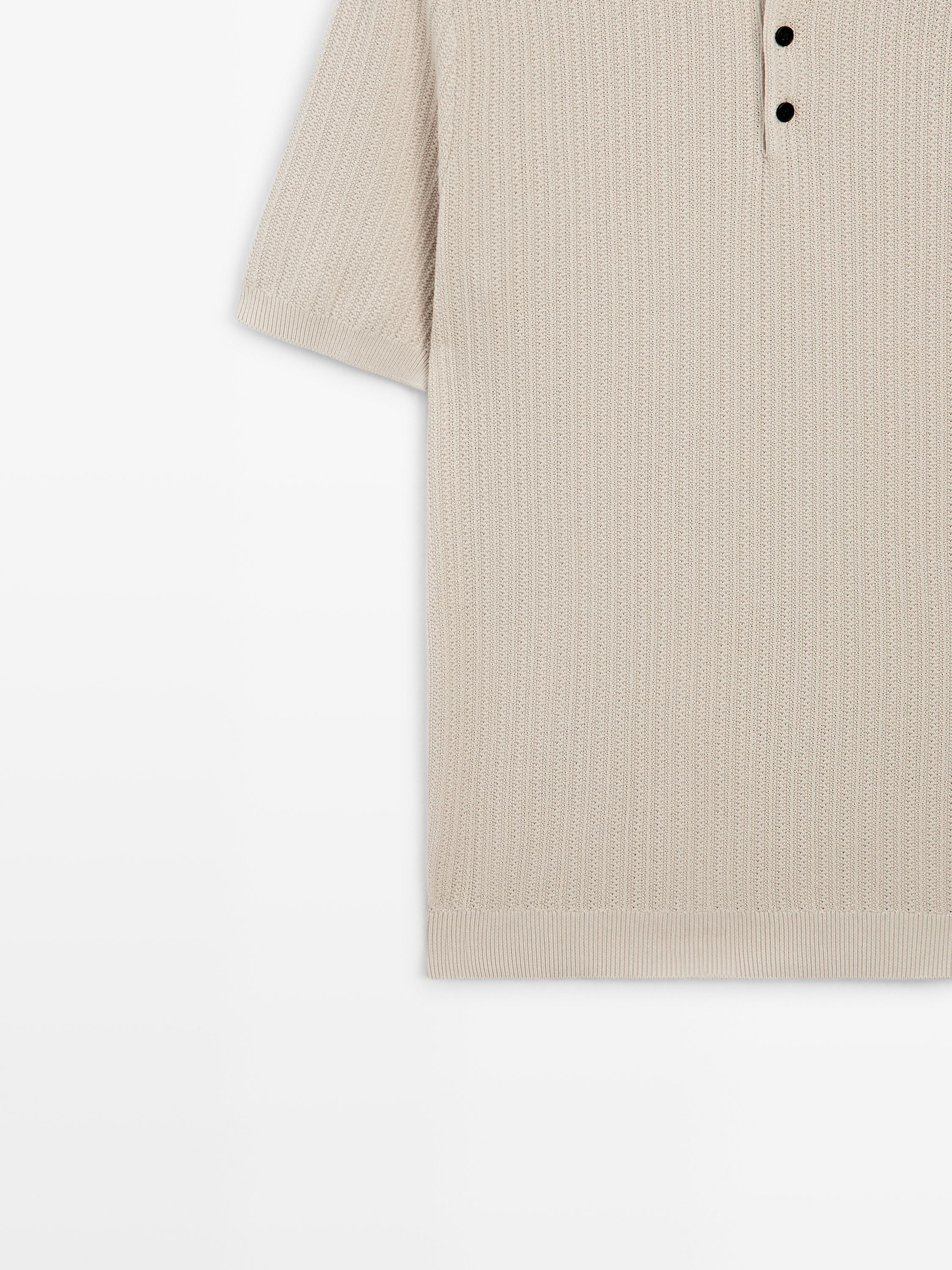 Pull polo en maille texturée 100 % coton