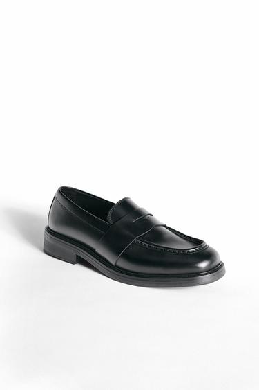 LEATHER PENNY STRAP LOAFERS - Black by Zara