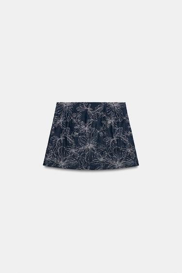 SEQUIN EMBROIDERED SKORT - Blue by Zara - Image 7