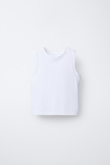 PLAIN SLEEVELESS T-SHIRT - White by Zara - Image 0