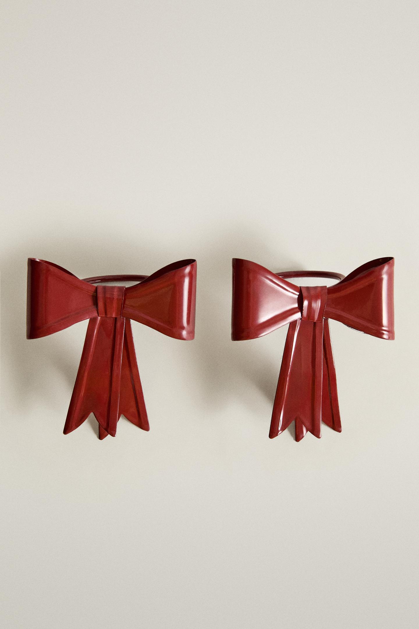 Женские аксессуары Zara Christmas Bow Napkin Holder Pack (Pack OF 2), цвет: Красный — фото 1