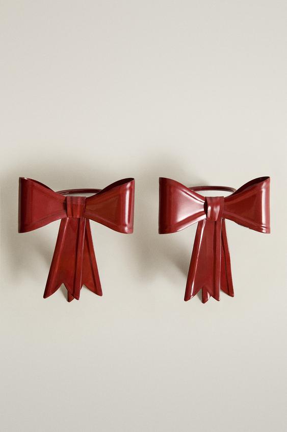 Zara CHRISTMAS BOW NAPKIN HOLDER PACK (PACK OF 2) - Red - Image 0