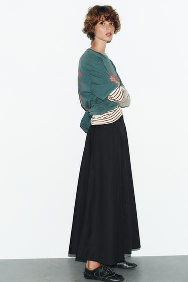 JUPE MI-LONGUE PLISSÉE - Noir de Zara - Image 2