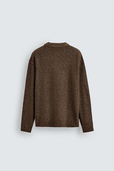 RIBBED SLOGAN SWEATER - Brown by Zara - Image 7