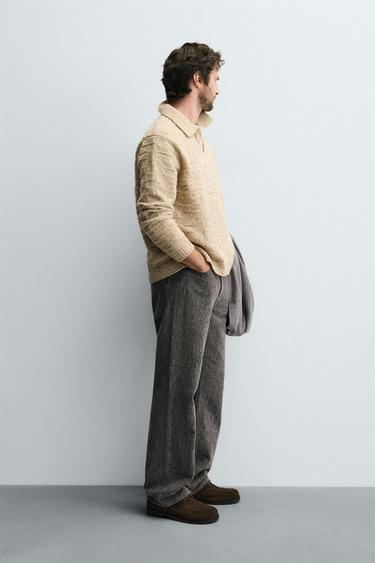 POLO EN MAILLE DE LAINE BOUTONNÉ - Beige / Marron clair de Zara - Image 4
