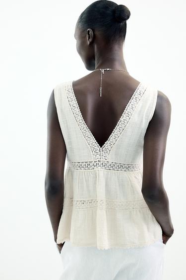 TOP RUSTIQUE ENTRE-DEUX - Écru de Zara - Image 3