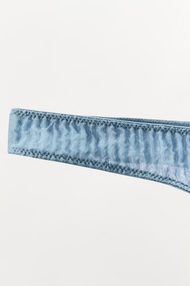 100% SILK CREASED-EFFECT THONG LIMITED EDITION - Light blue by Zara - Image 2