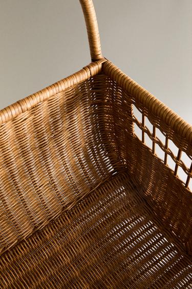 RATTAN TROLLEY BASKET WITH WHEELS - Light beige by Zara - Image 2