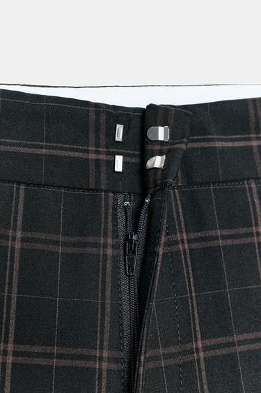 PANTALON TAILLE HAUTE À CARREAUX - Noir / Marron de Zara - Image 9