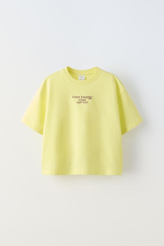 EMBROIDERED T-SHIRT - Lime | ZARA Australia