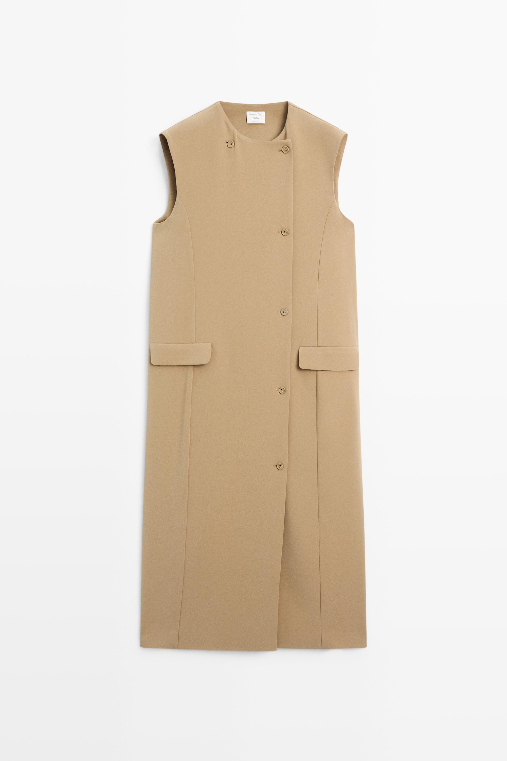 Robe midi croisée détail poches - STUDIO
