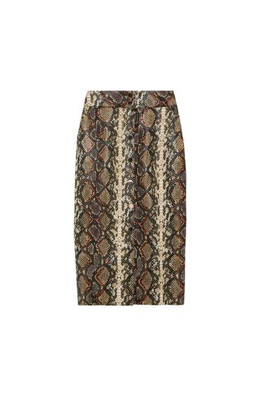 FAUX LEATHER ANIMAL PRINT SKIRT