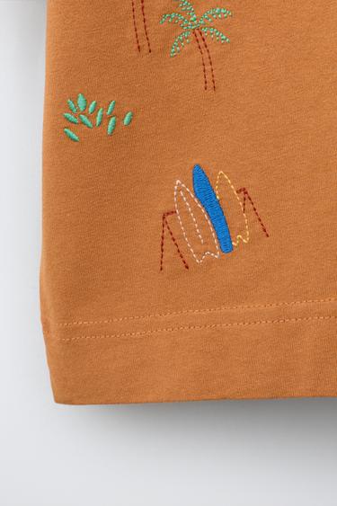 T-SHIRT BRODÉ - Ocre de Zara - Image 3