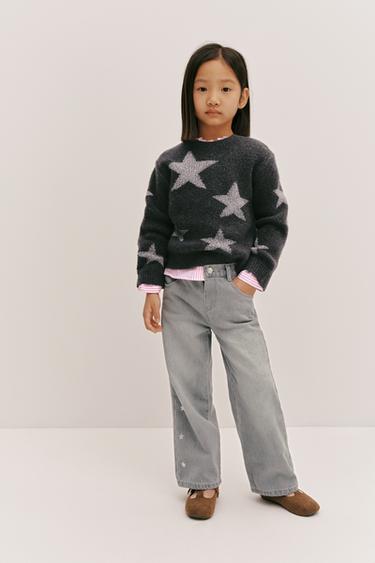 SPARKLY STAR KNIT SWEATER - Grey marl by Zara