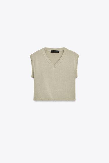 BUTTON DETAIL KNIT SWEATER - Beige by Zara - Image 11