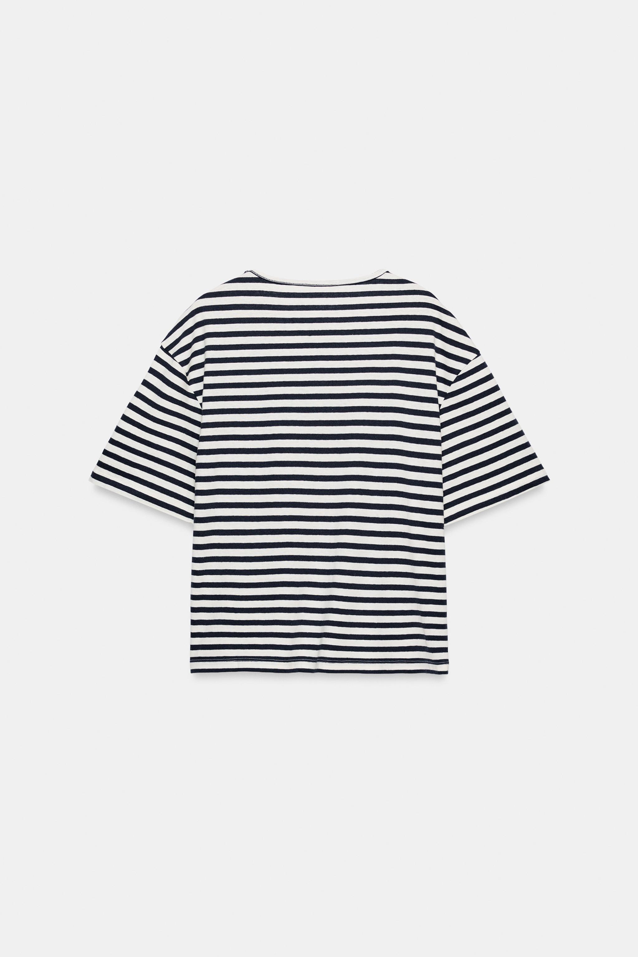 ÇİZGİLİ KISA KOLLU T-SHIRT - Görsel 5