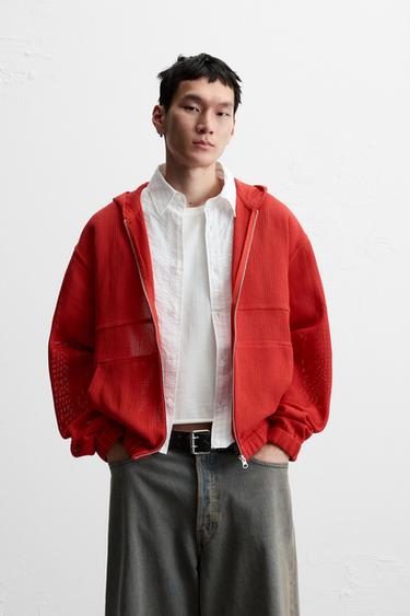 OPEN STRUCTURE HOODED JACKET - Red by Zara