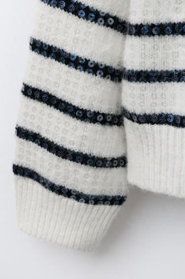 PULL EN MAILLE À RAYURES ET PAILLETTES - Rayures de Zara - Image 3