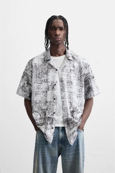 ABSTRACT PRINT SHIRT - Black / White by Zara
