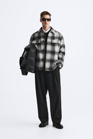 ФЛАНЕЛЕВАЯ КУРТКА-РУБАШКА В КЛЕТКУ — СЕРЫЙ от Zara — изображение 0
