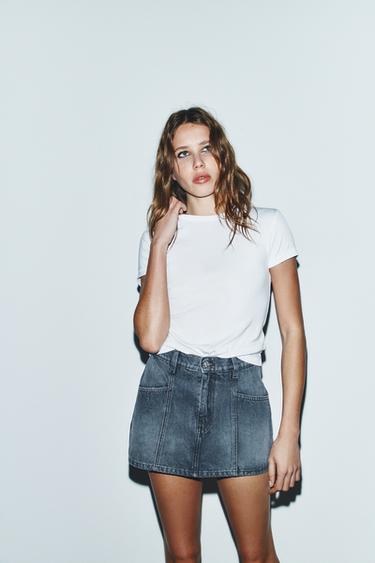 SHORT-SAIA JEANS TRF - Cinza-claro da Zara