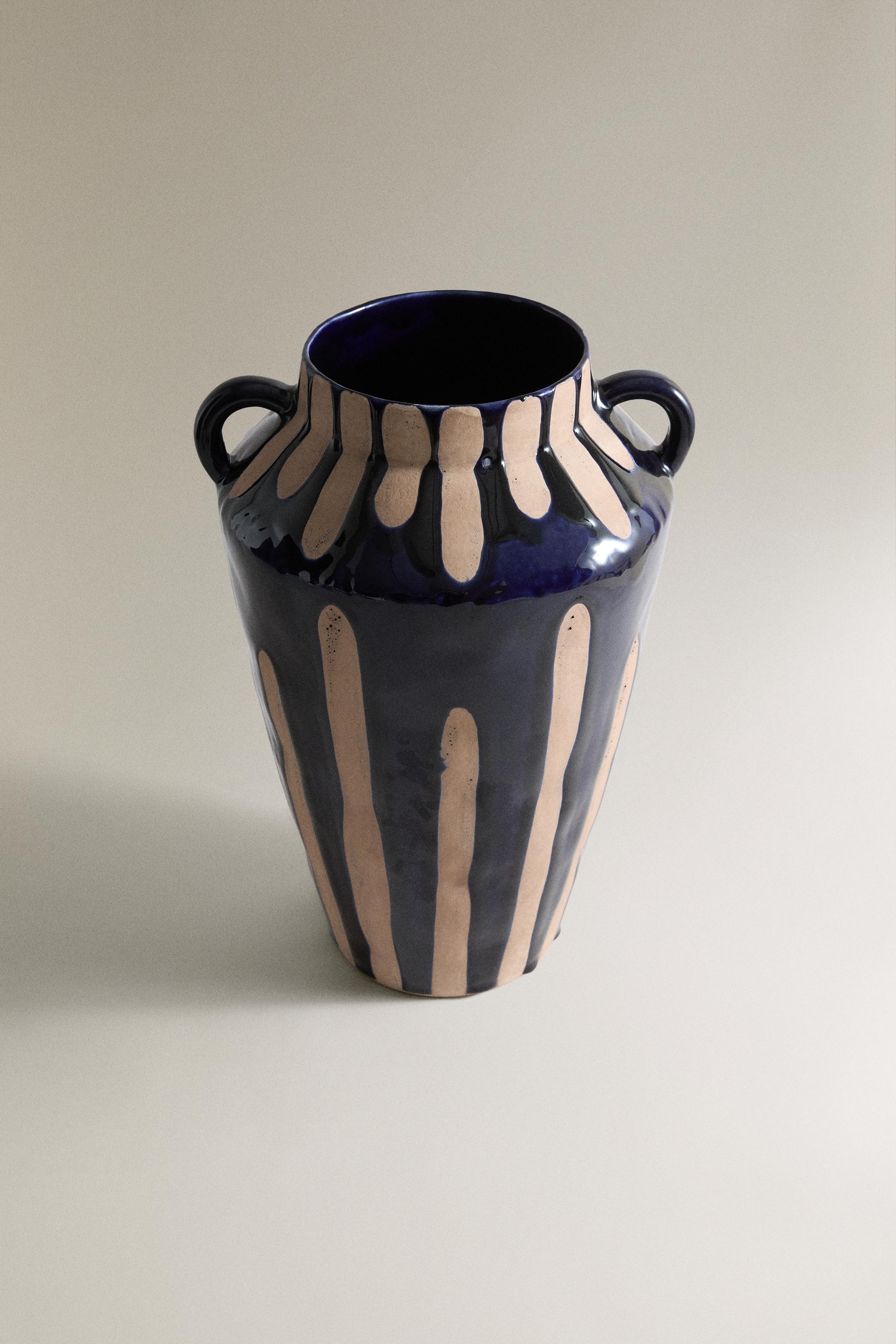 TALL DECORATIVE CERAMIC VASE — MIDNIGHT BLUE