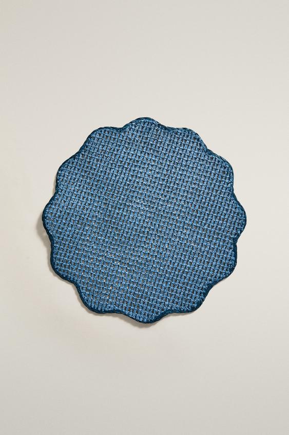YELLOW FLORAL PAPER PLACEMAT - Blue by Zara - Image 0
