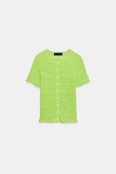 SMOCKED KNIT TOP - Lime by Zara - Image 5