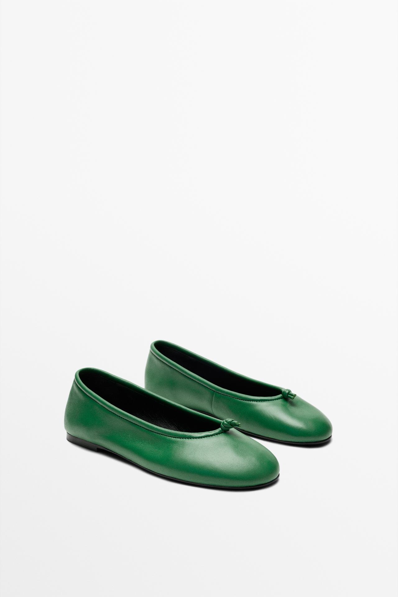 Leather knot ballet flat — Green