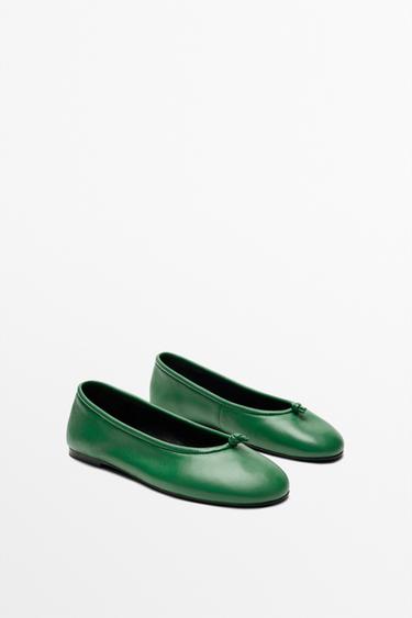 Leather knot ballet flat — Green 2