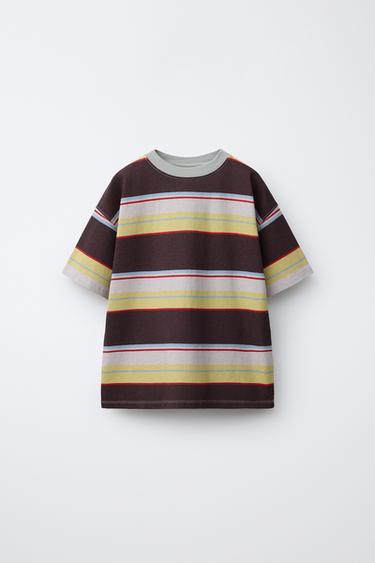 CAMISETA RAYAS - Marrón de Zara - Imagen 0