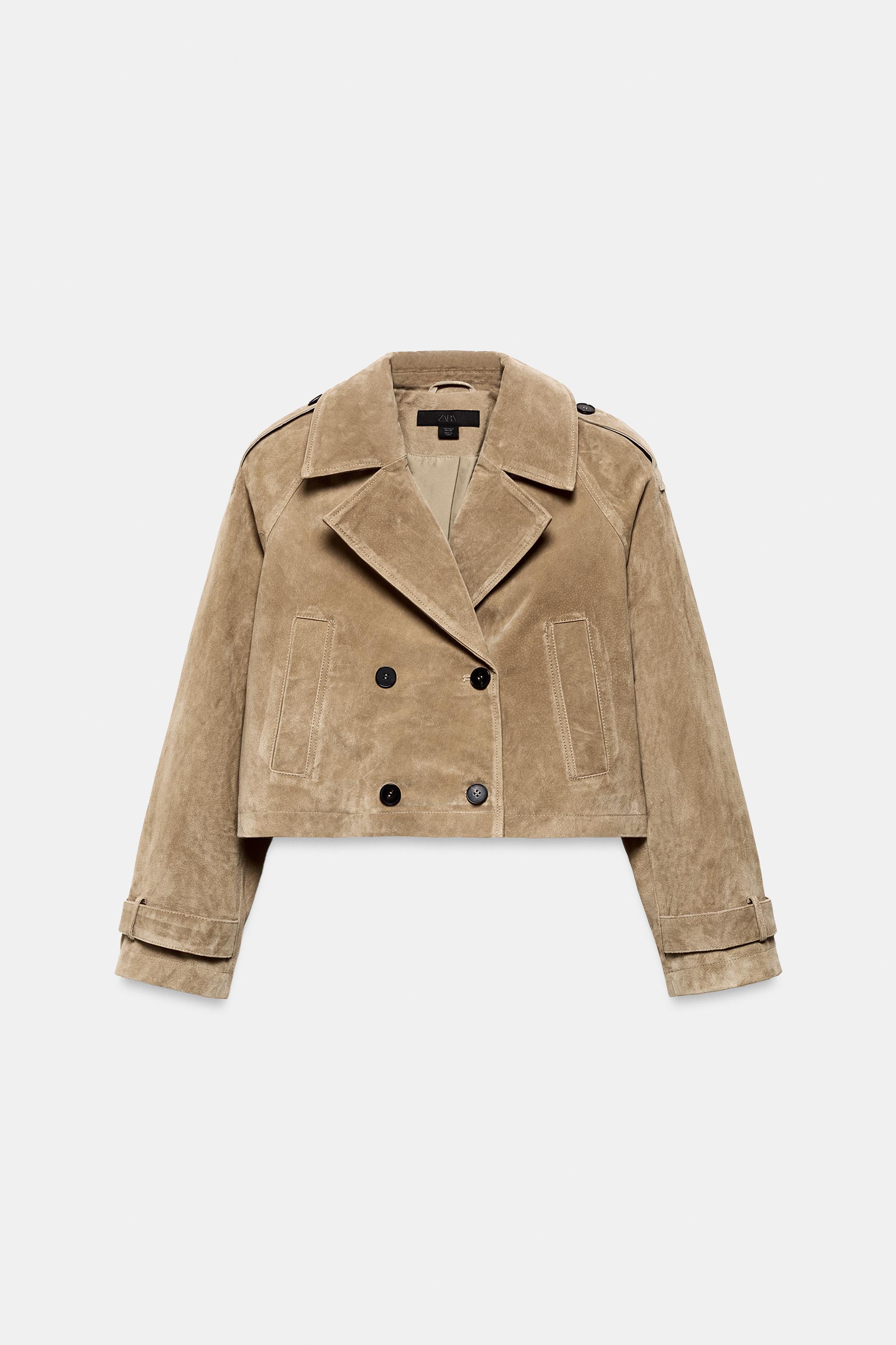 TRENCH COURT CROISÉ 100 % CUIR