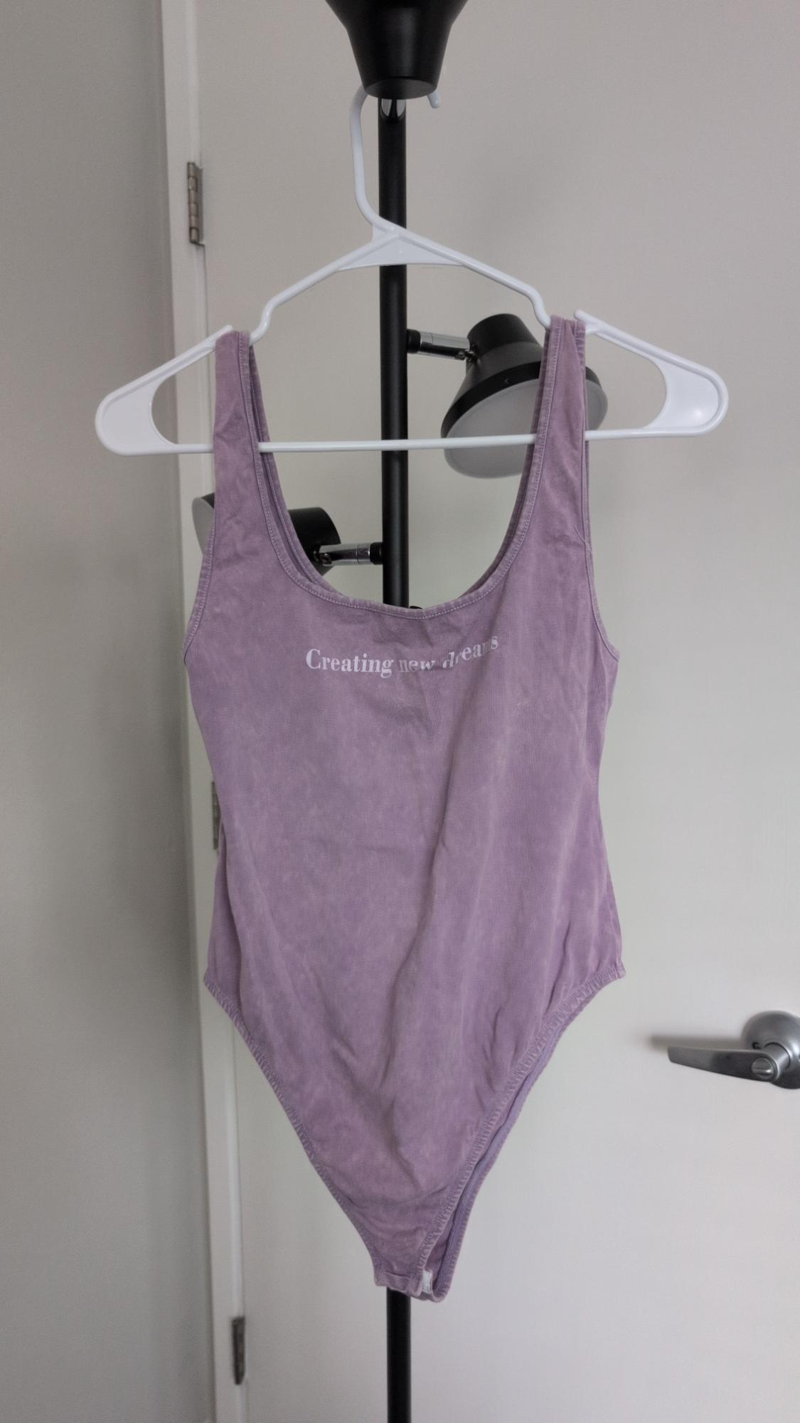 WASHED EFFECT TEXT BODYSUIT TRF