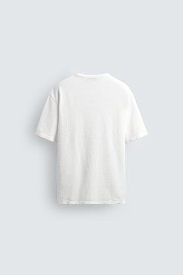 T-SHIRT EN MAILLE À IMPRIMÉS DÉLAVÉS - Blanc de Zara - Image 7