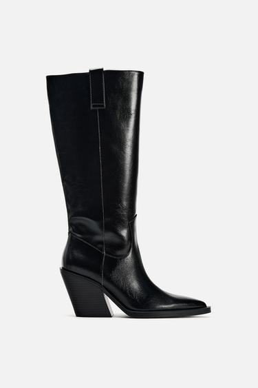 BOTA TACÓN COWBOY - Negro de Zara