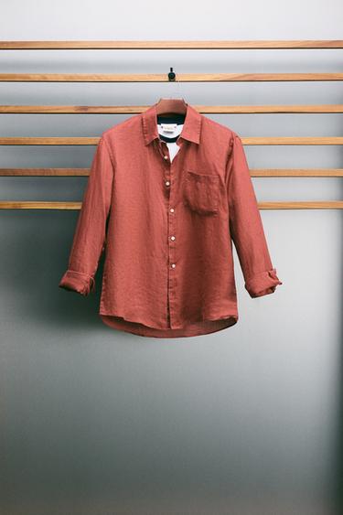 HEMD AUS 100 % LEINEN - Rot / Orange von Zara - Bild 0