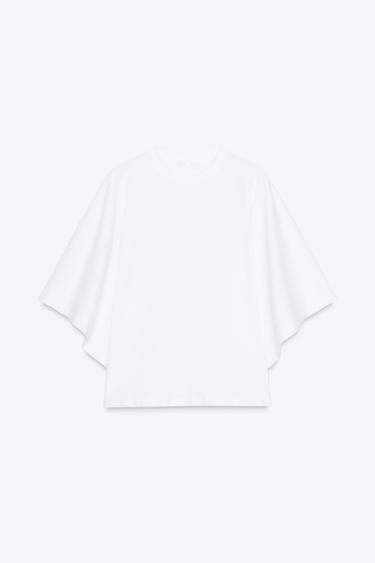 Zara Beyaz - PELERİN KOLLU T-SHIRT