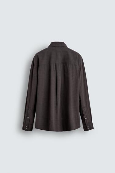 RELAXED FIT CHECK SHIRT - Black / Brown by Zara - Image 8