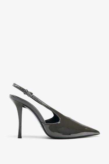 ZAPATO DESTALONADO EFECTO ACHAROLADO - Gris de Zara