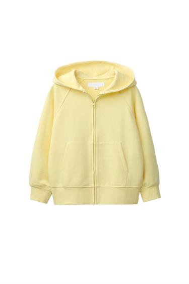 Zara 拉鍊毛圈織布運動衫 - 黃色