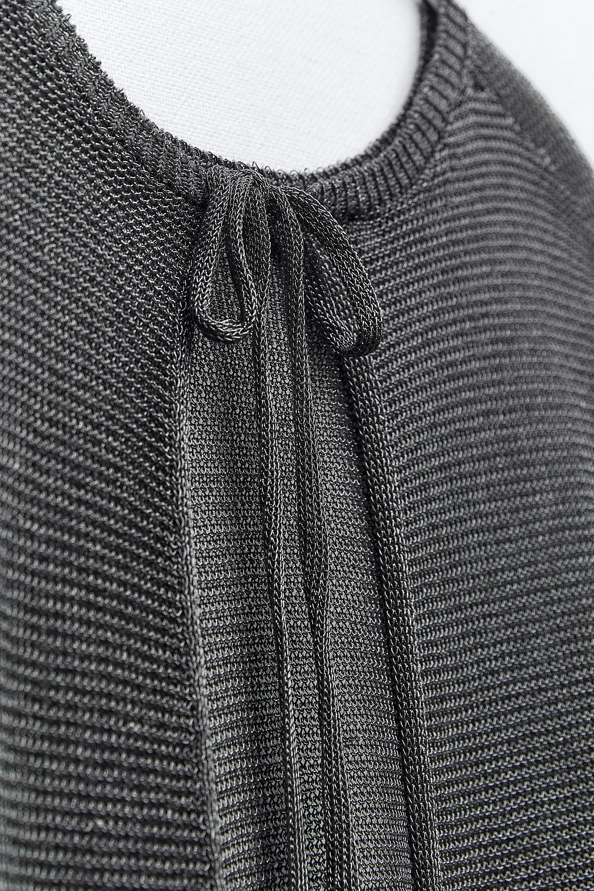 METALLIC KNIT MESH TOP - Charcoal grey | ZARA New Zealand