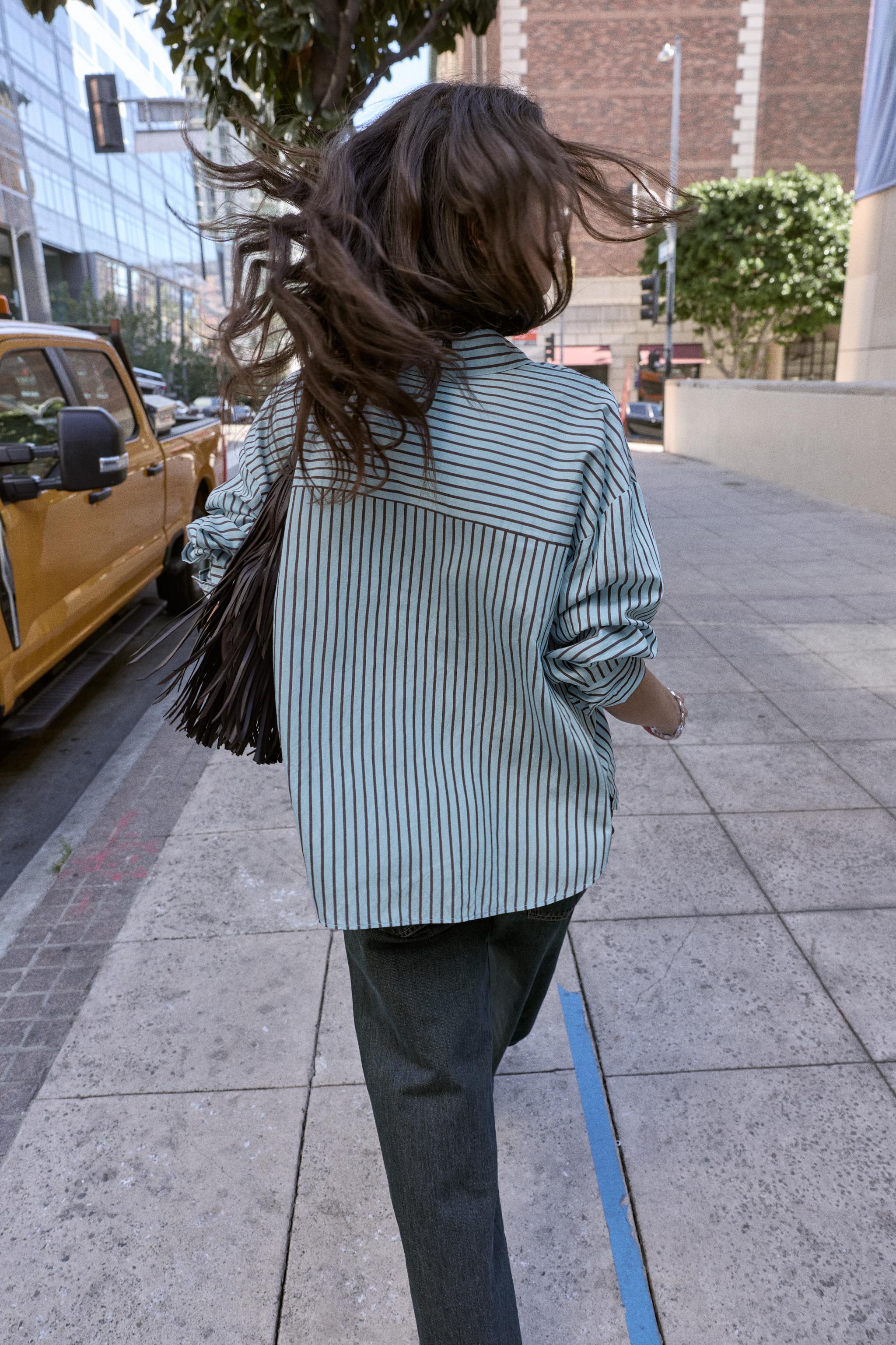 OVERSIZED STRIPED POPLIN SHIRT