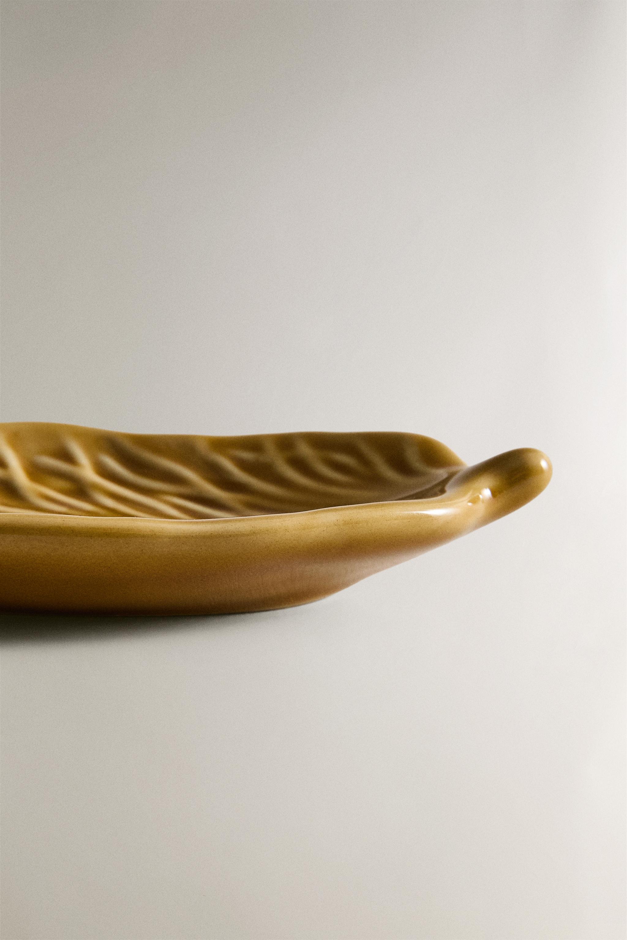 MINI PLAT FEUILLE GRÈS