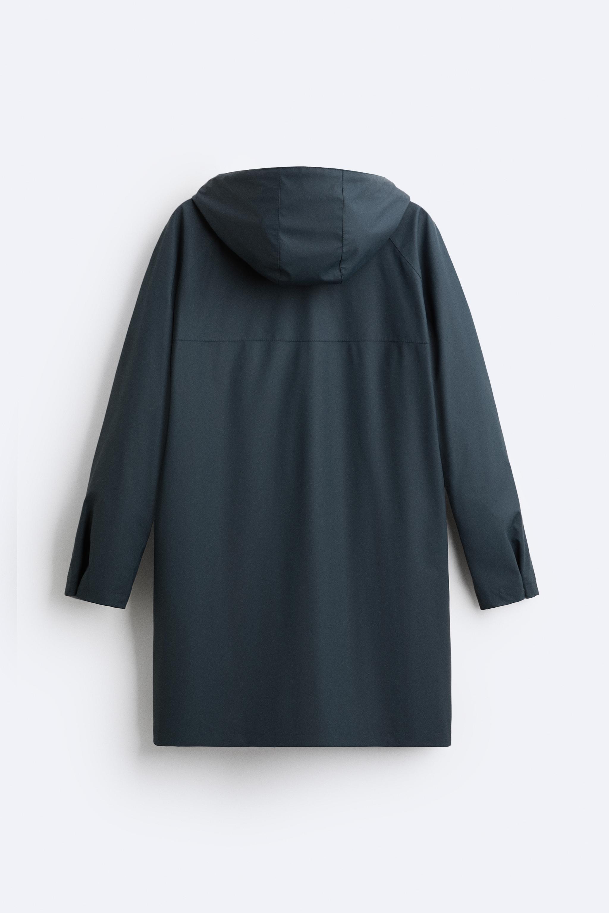 HOODED RUBBERIZED PARKA Navy blue ZARA United States