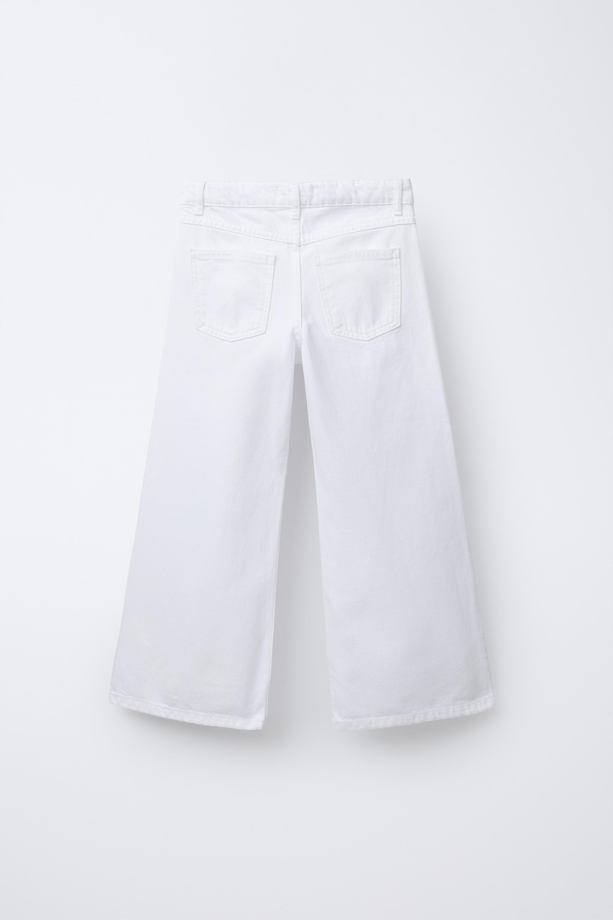 パンツ JCAESAR Distressed White Wide-Leg Denim JCAESAR Distressed